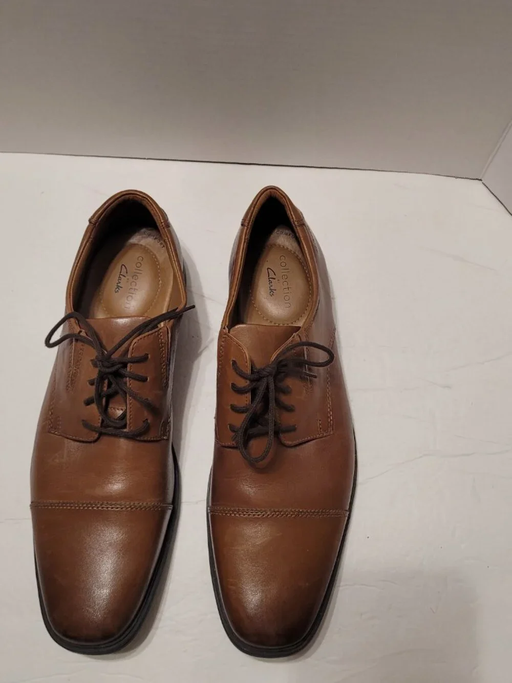 Clarks Collection Men's Brown Leather Cap Toe Oxford Dress Shoes US 10 M